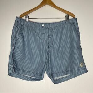 Ted Baker Swim Trunks Lobster Blue Stripe Preppy Country Club Euro Size 6 / 2XL